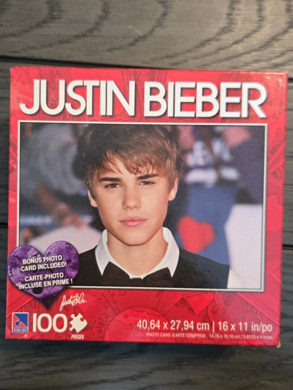 2011 Justin Bieber 100 Piece Puzzle Bonus Photo Card Included Sure Lox 16x11 New